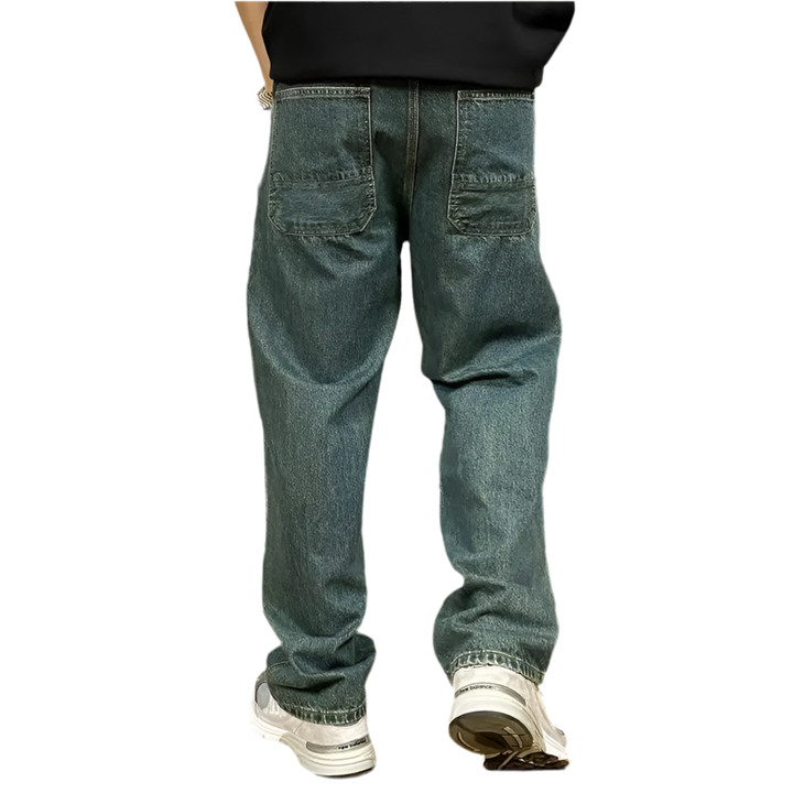 Modern embossed washed men's work jeans