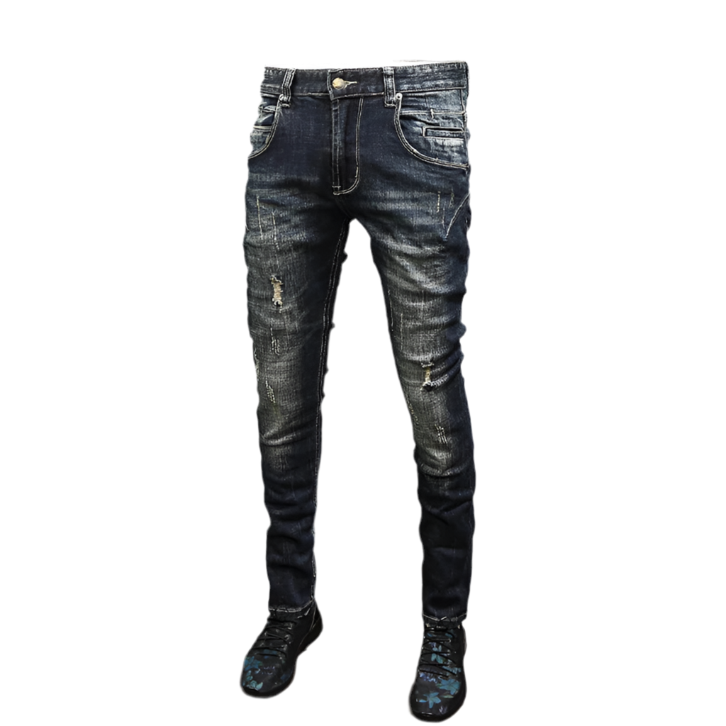 Retro Stretch Slim Fit Ripped Jeans