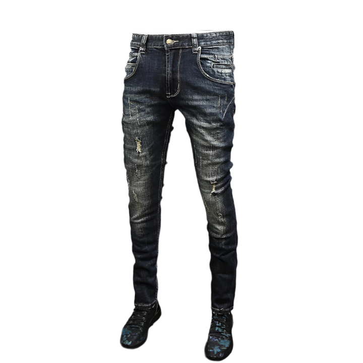 Retro Stretch Slim Fit Ripped Jeans