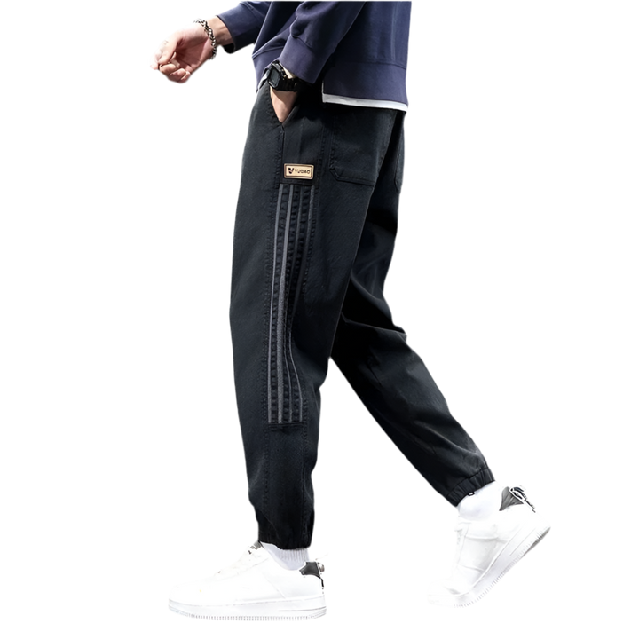 Oversized Grey Cargo Pants with Stripes