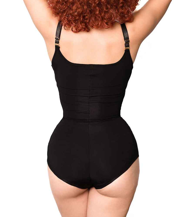 High-Waisted Pleated One-Piece Swimsuit with Tummy Control