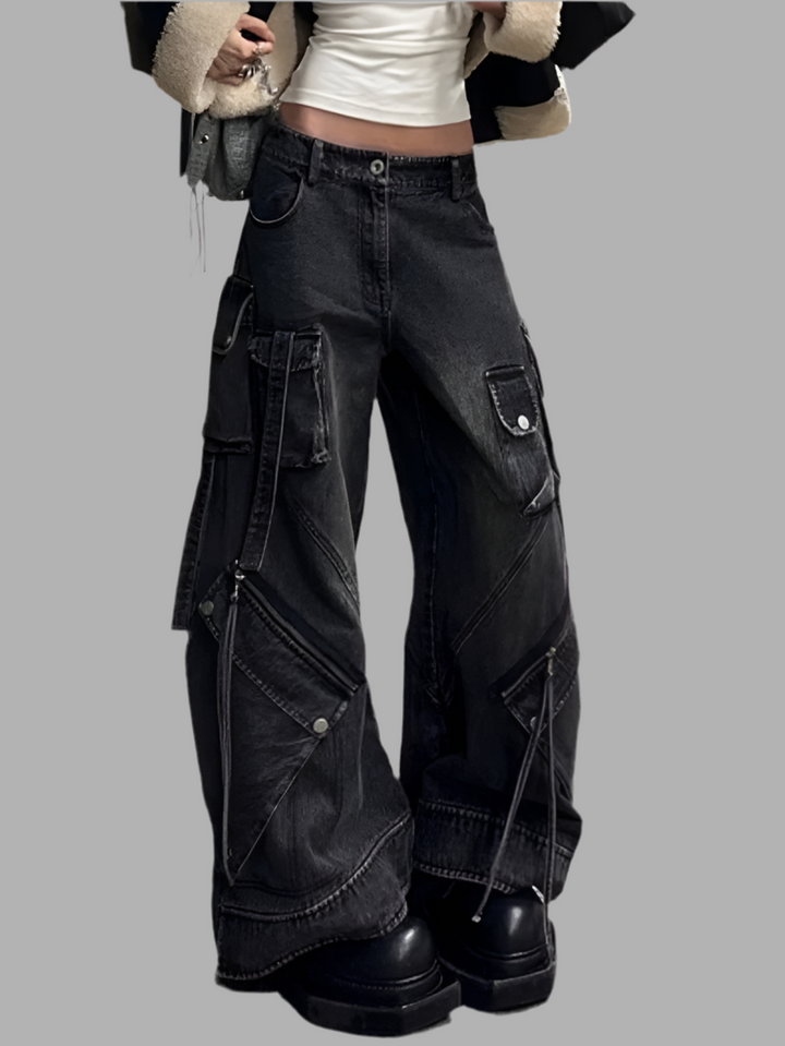 Punk Style Gothic Y2K  Washed Baggy Jeans