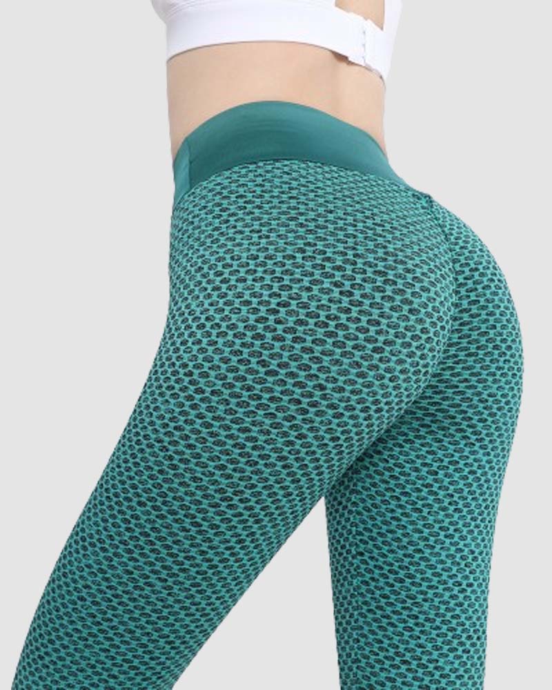 Honeycomb Design High-Waisted Butt-Lifting Anti-Cellulite Yoga Leggings