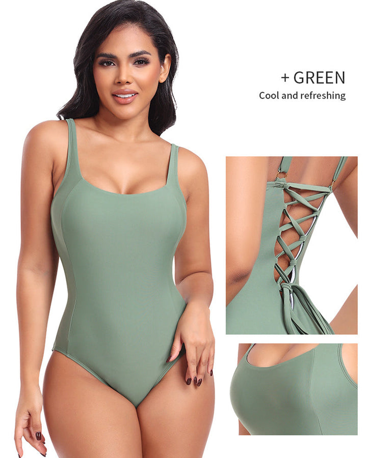 Laced One-Piece Swimsuit with Shaping Features