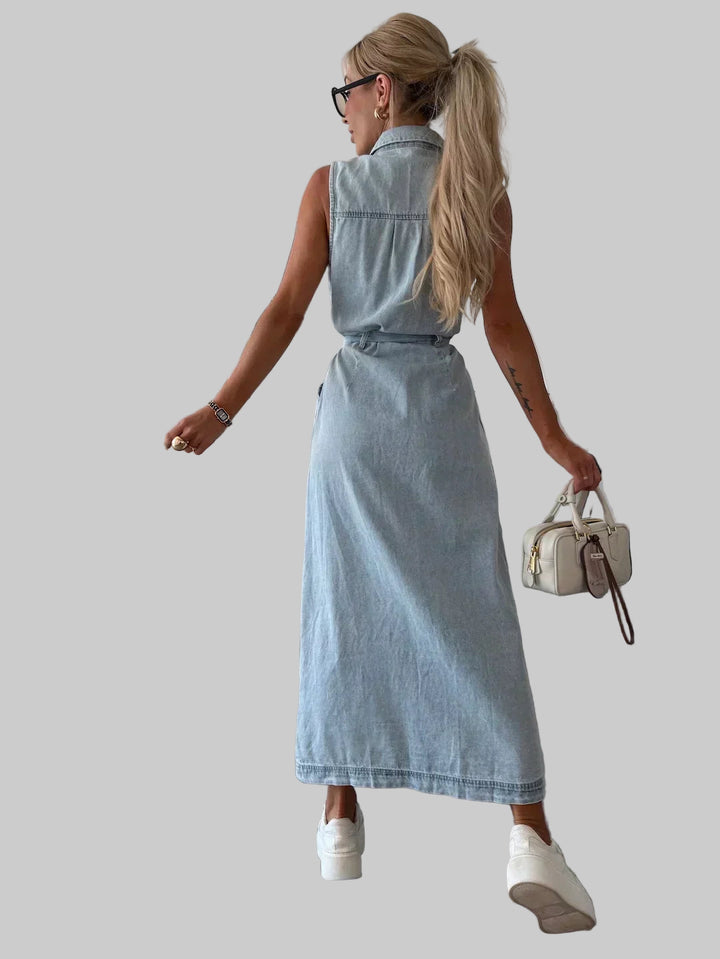 Chic Flowing Denim Maxi Dress