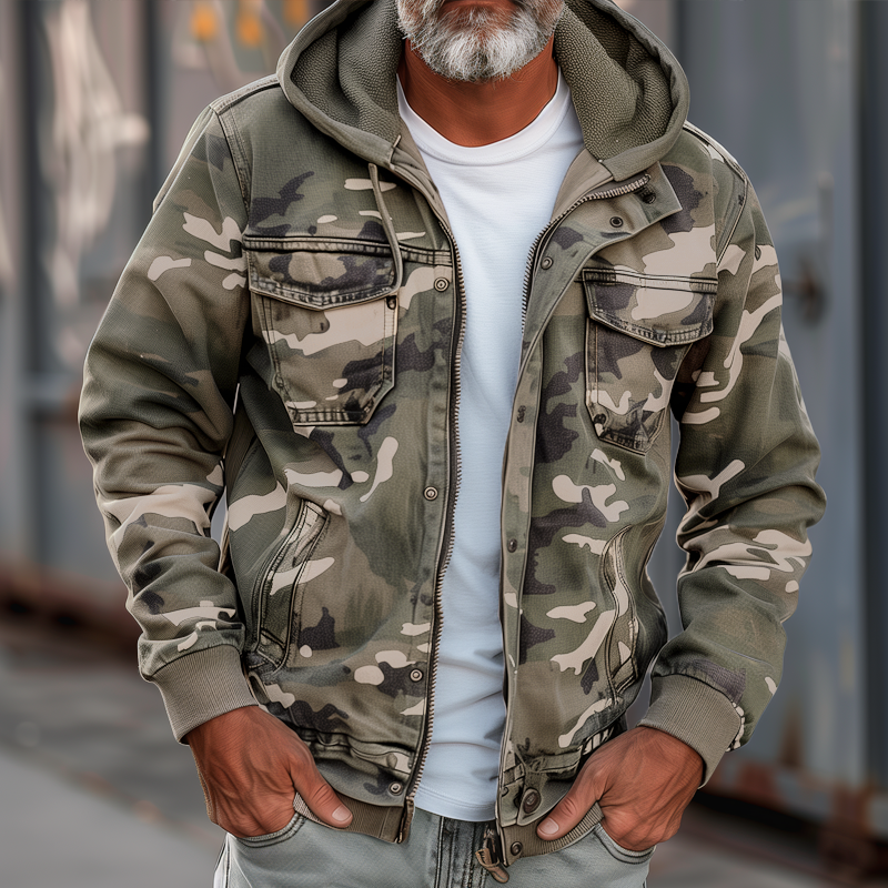 Multi-Pocket Padded Camouflage Jacket