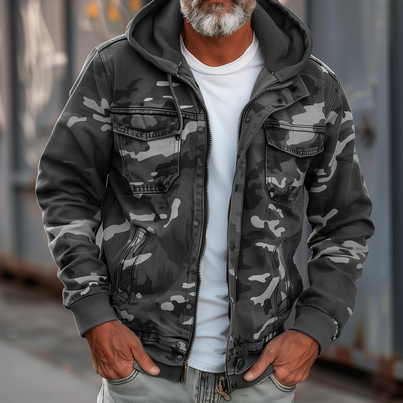 Multi-Pocket Padded Camouflage Jacket