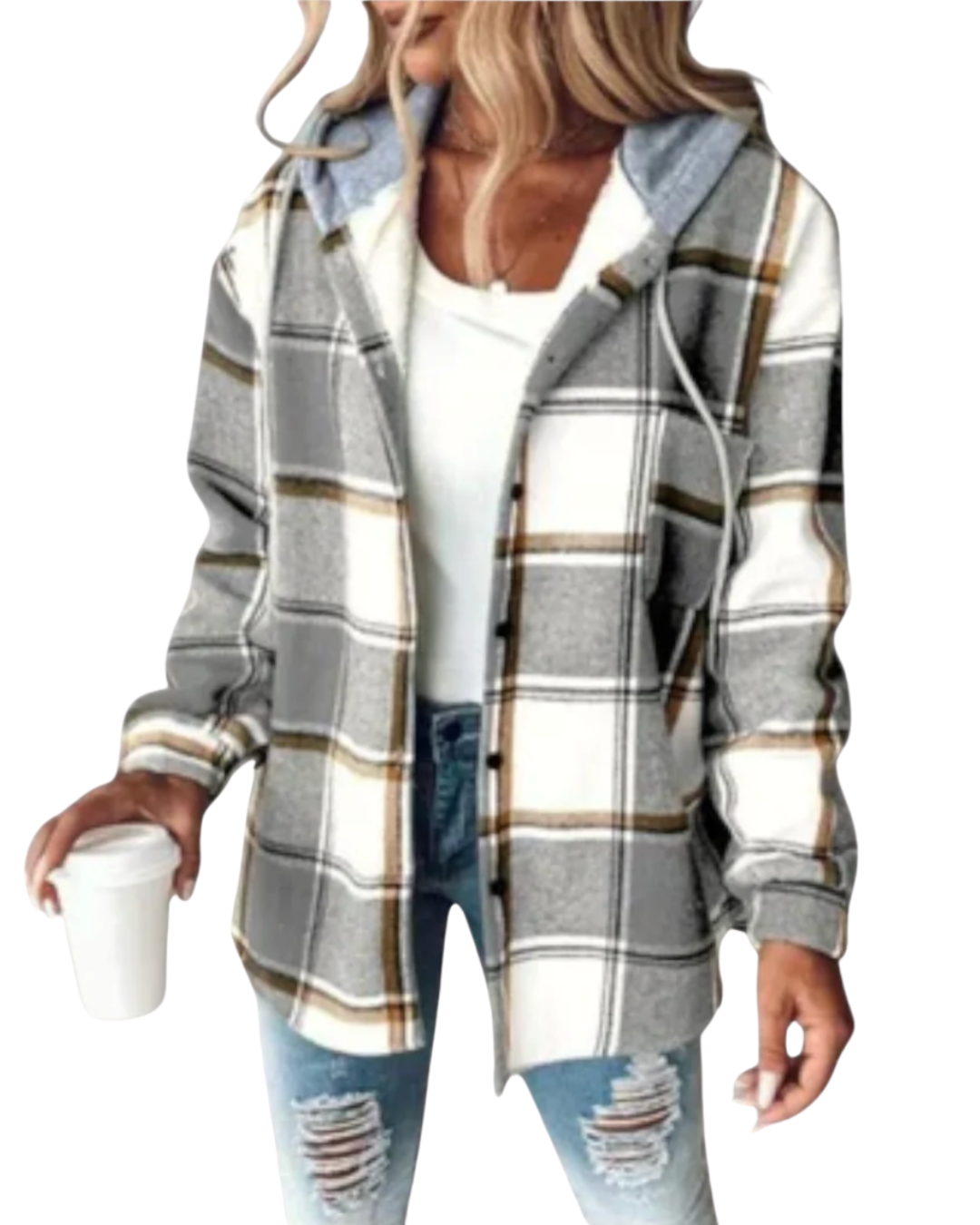 Plaid Print Plush Hoodie Coat