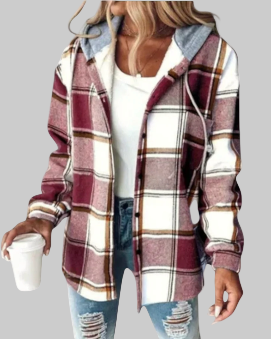 Plaid Print Plush Hoodie Coat