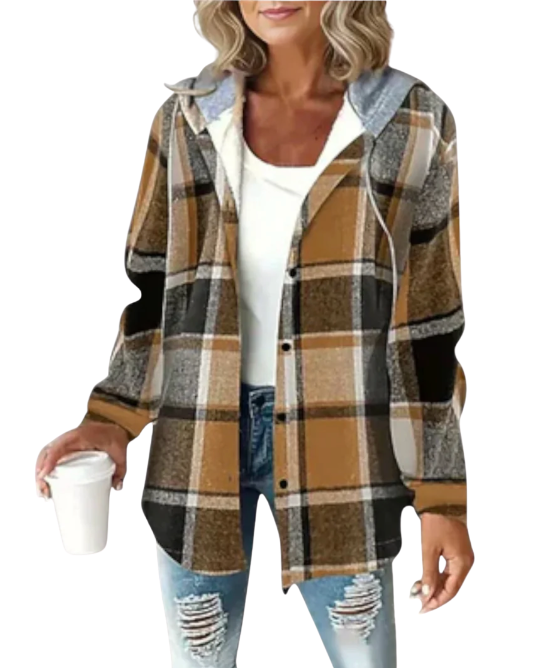 Plaid Print Plush Hoodie Coat