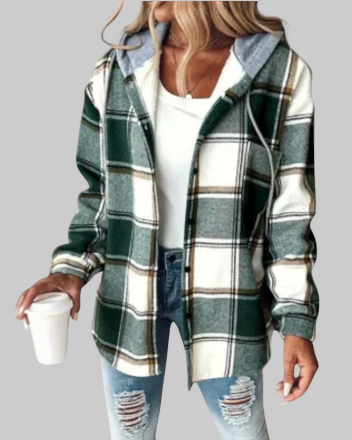Plaid Print Plush Hoodie Coat