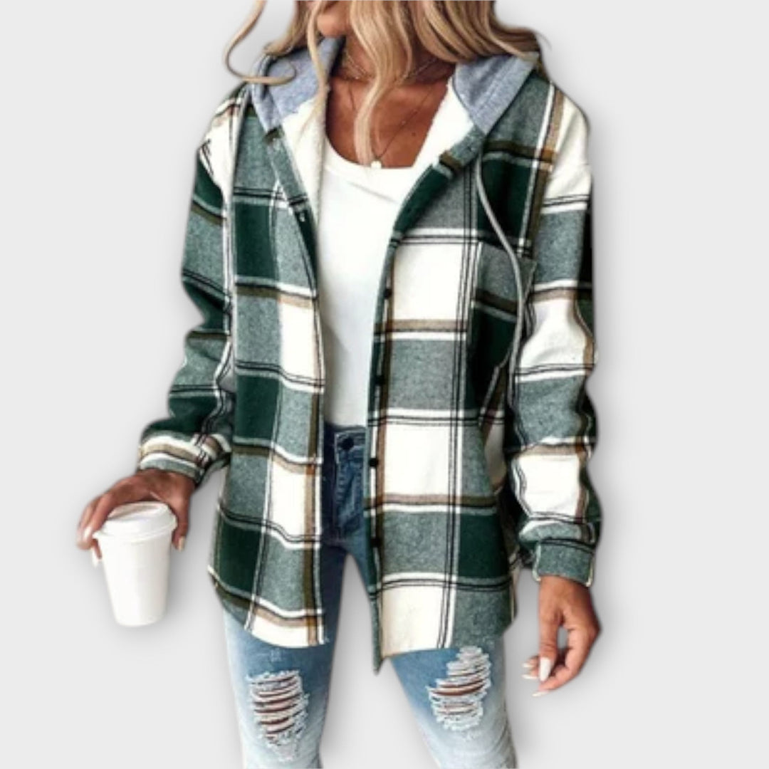 Plaid Print Plush Hoodie Coat