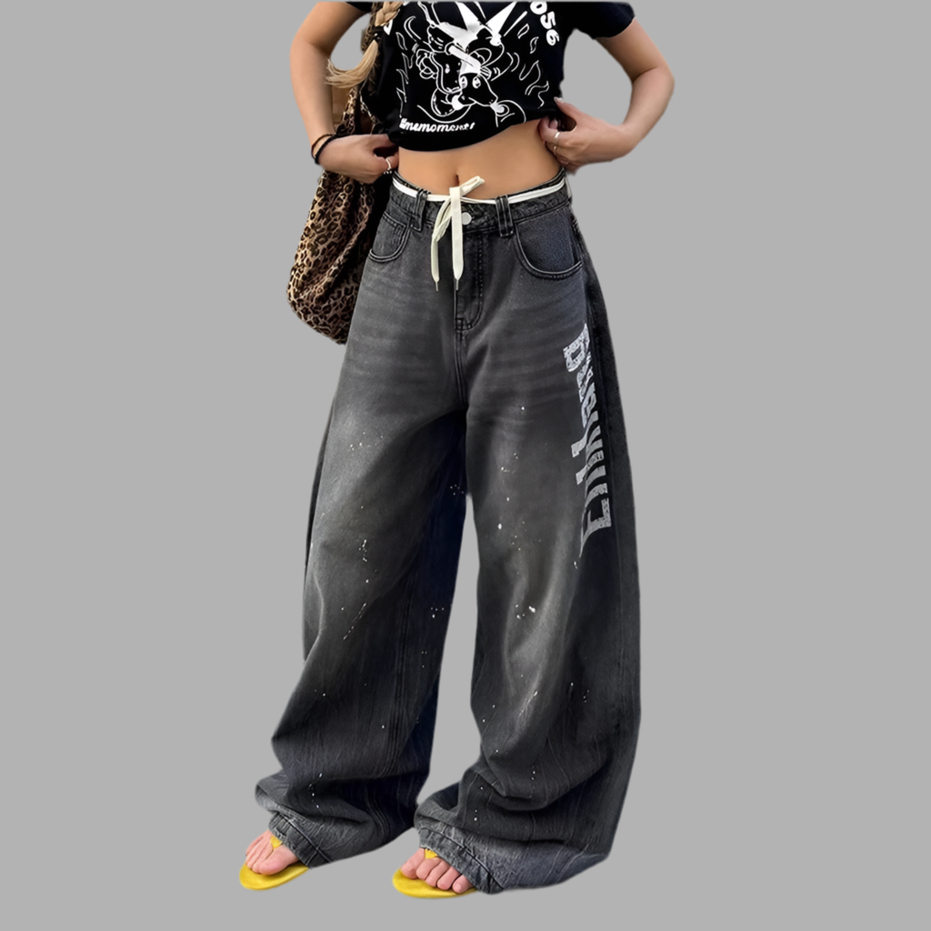 Print Baggy Jeans