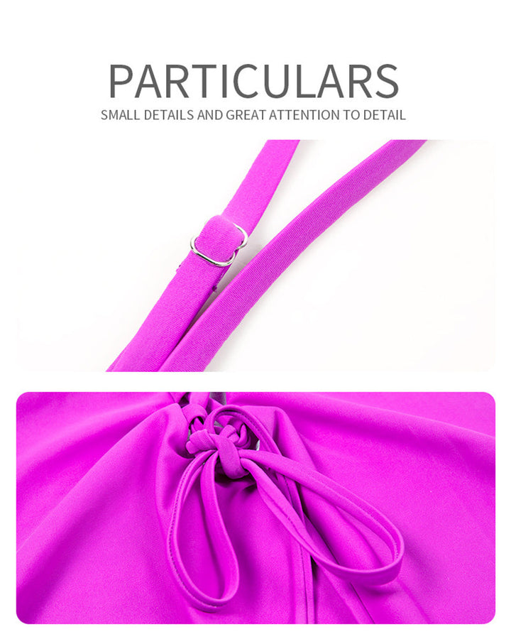 V-Neck Halter Swimsuit with Back Lacing