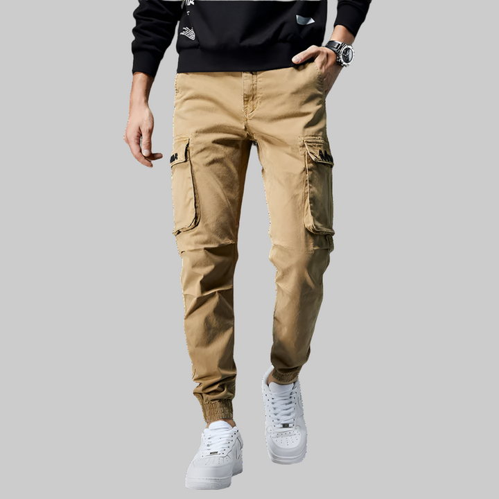 Slim Fit Elastic Waist Cargo Jeans
