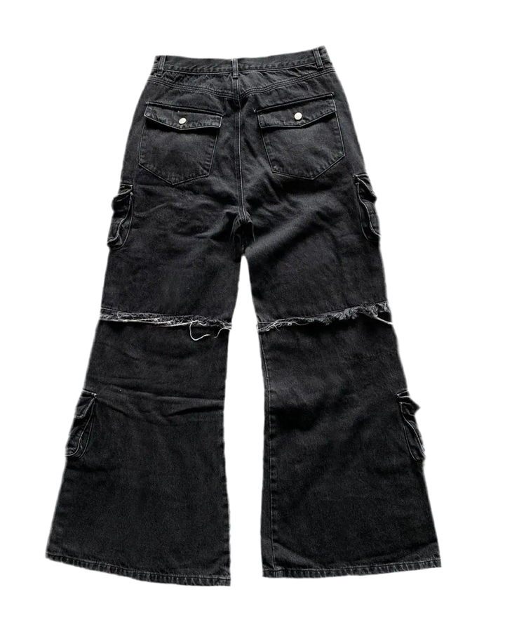 Gothic Harajuku Y2K Washed Multi-Pocket Jeans
