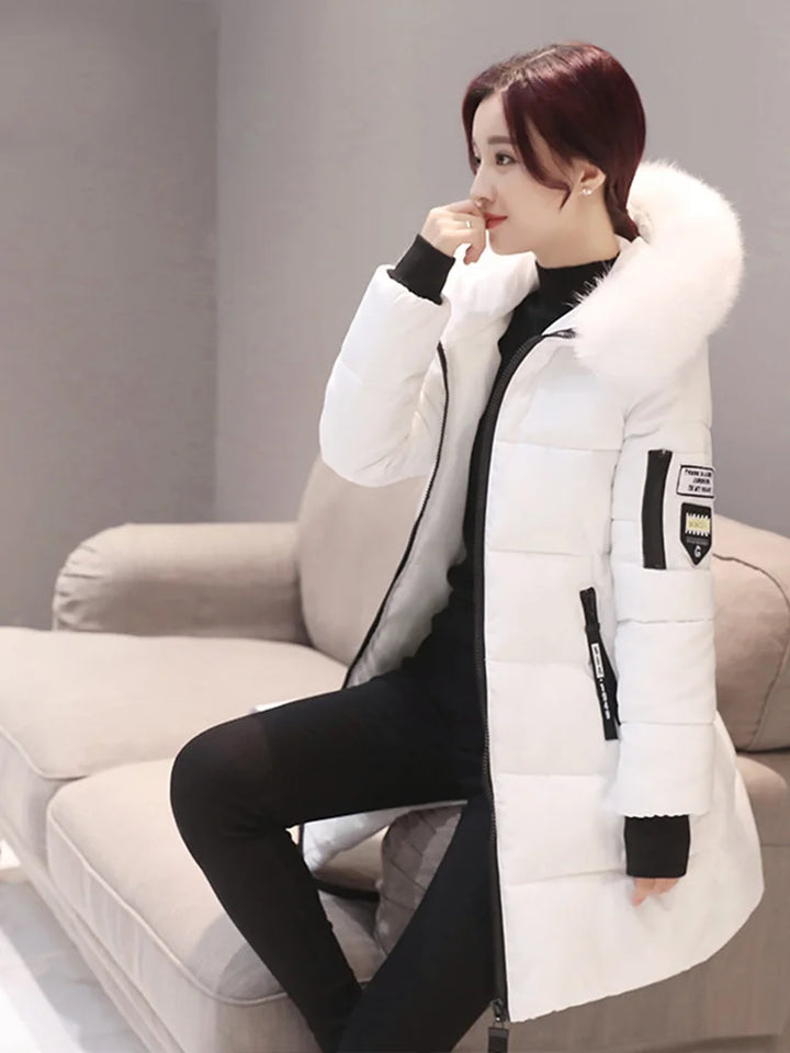 Fur Collar Hooded Parka Slim Warm Jacket