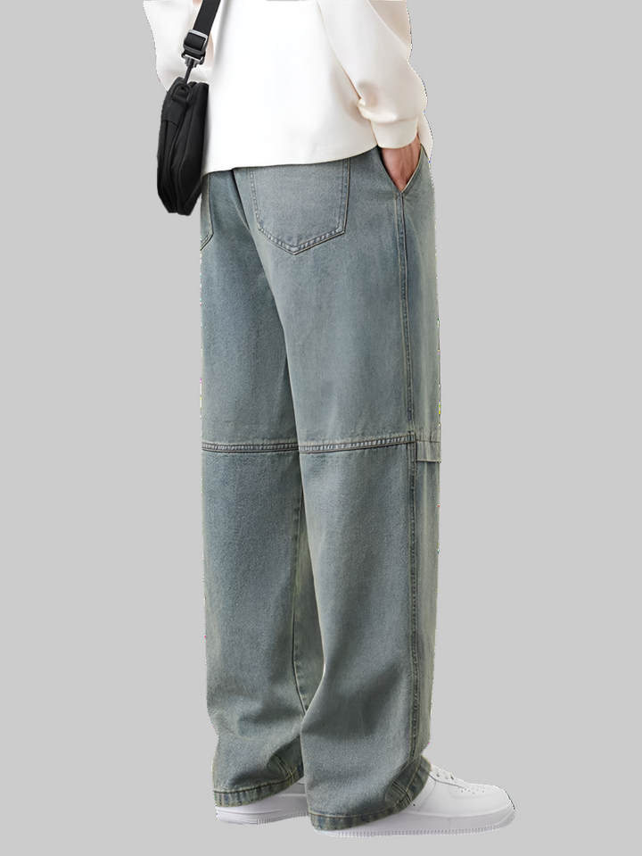 Wide Leg Denim Jeans - Casual Cotton