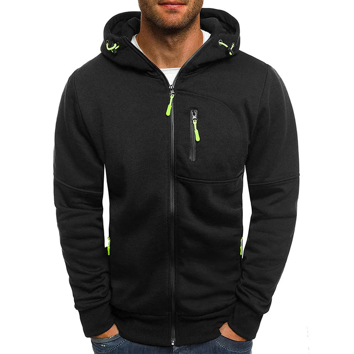 Zipper Pocket Jacquard Hoodie