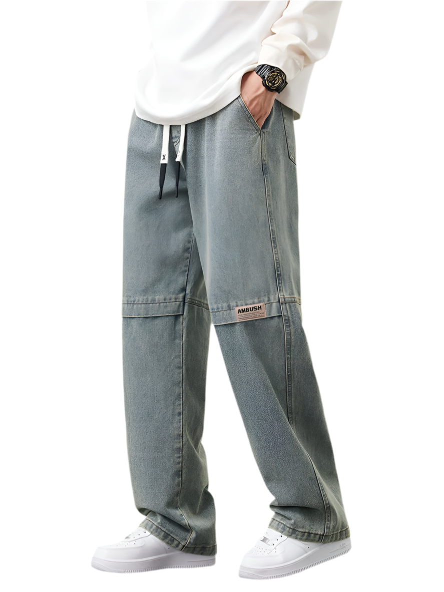 Wide Leg Denim Jeans - Casual Cotton