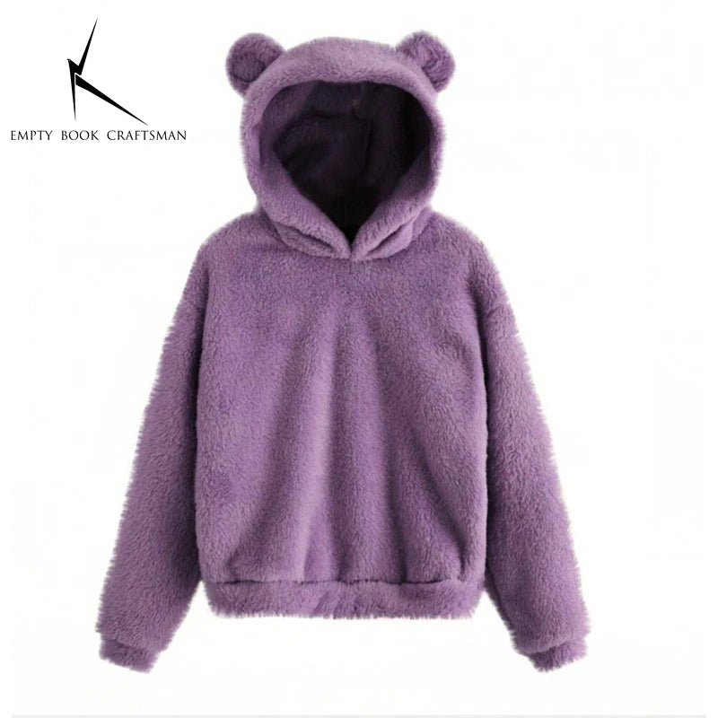 Cozy Plush Rabbit Ear Hoodie Sweatshirt