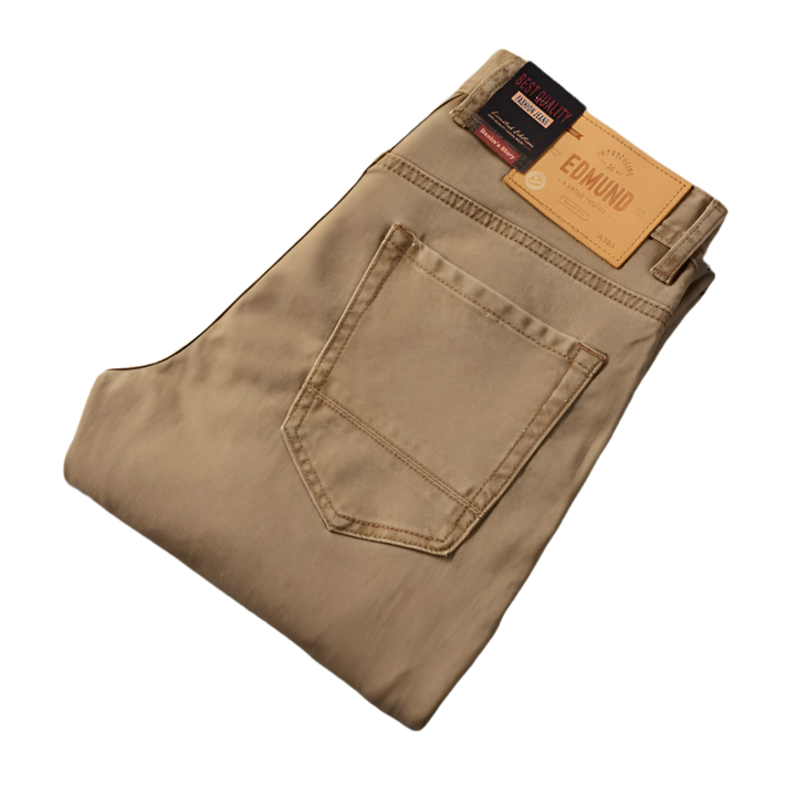 Stretchy Khaki Slim Fit Denim Pants