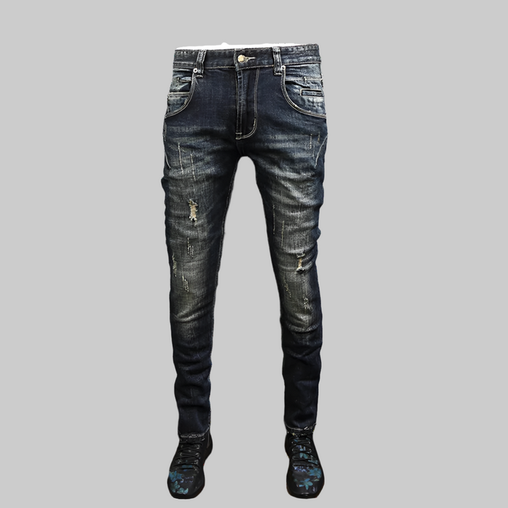 Retro Stretch Slim Fit Ripped Jeans