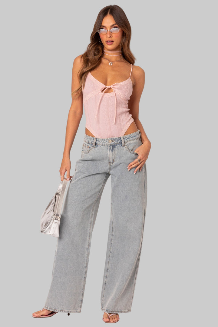 Signature High-Waisted Jeans with Bow Accent
