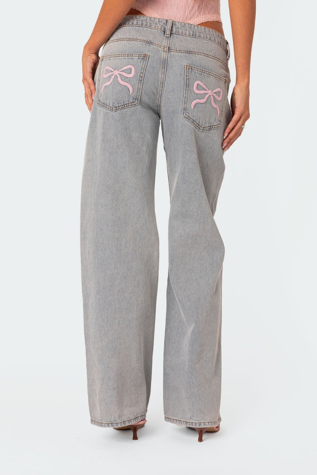 Signature High-Waisted Jeans with Bow Accent