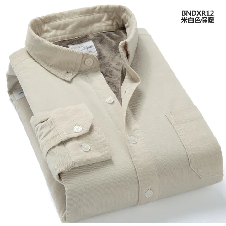 Thick Fleece-Lined Cotton Corduroy Winter Shirt