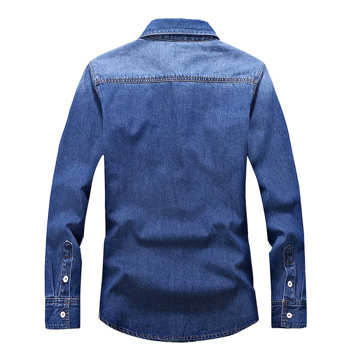 Slim Fit Long Sleeve Cowboy Style Cotton Denim Shirt