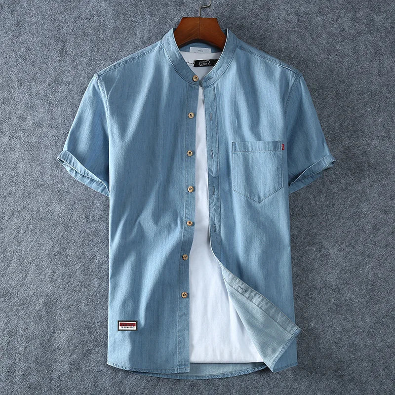 High Quality Cotton Short Sleeve Denim Shirt