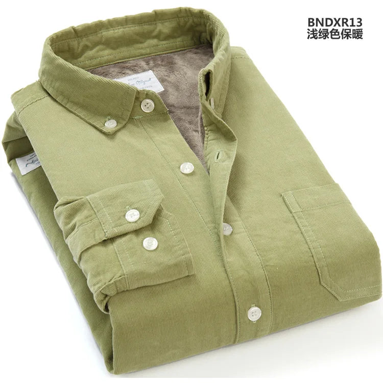 Thick Fleece-Lined Cotton Corduroy Winter Shirt