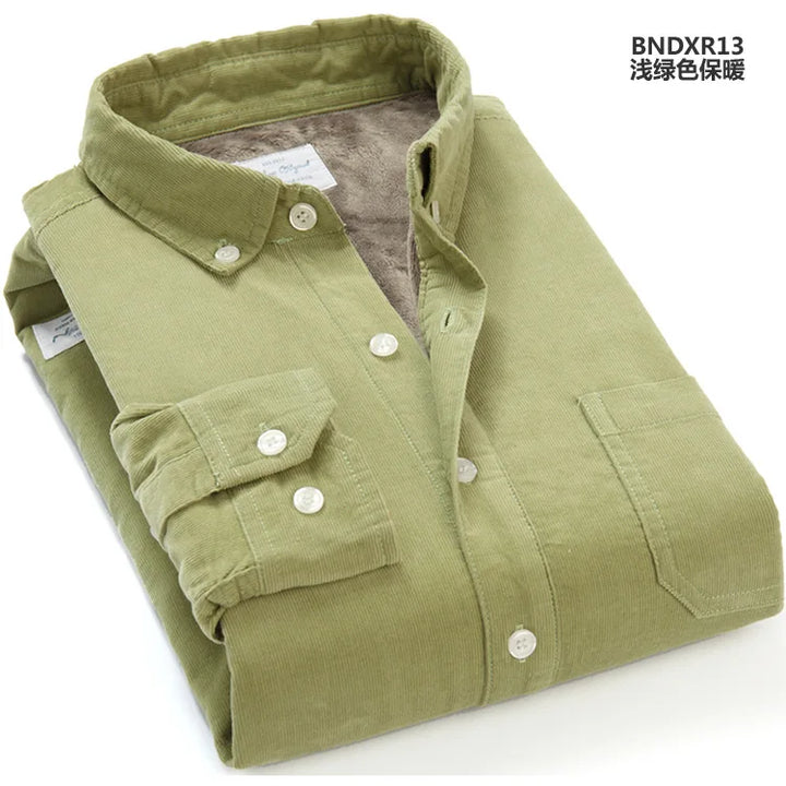 Thick Fleece-Lined Cotton Corduroy Winter Shirt