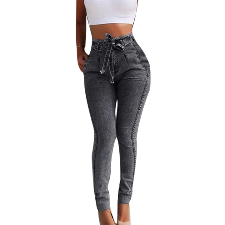 Trendy High-Waisted Belted Skinny Jeans