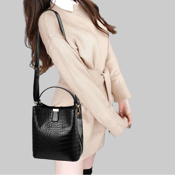 Retro Alligator Crossbody Bucket Bags