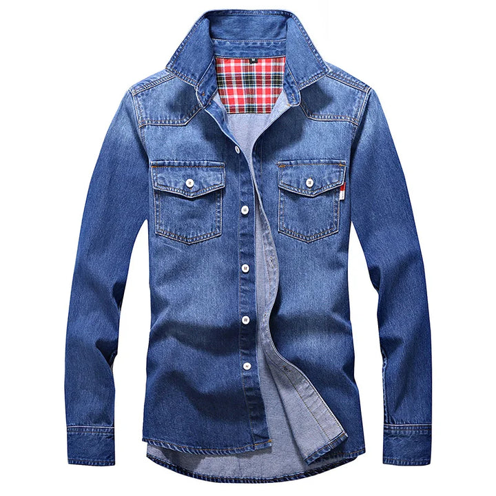 Slim Fit Long Sleeve Cowboy Style Cotton Denim Shirt