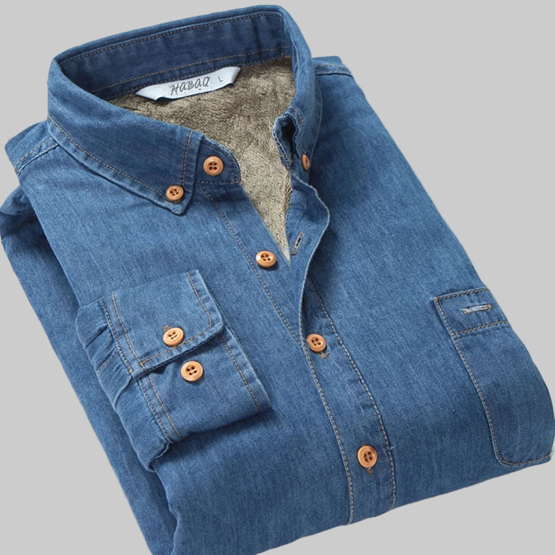 Fleece-Lined Slim Fit Cowboy Denim Jacket