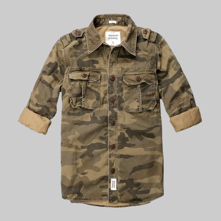 Casual Camouflage Long Sleeve Cargo Shirt