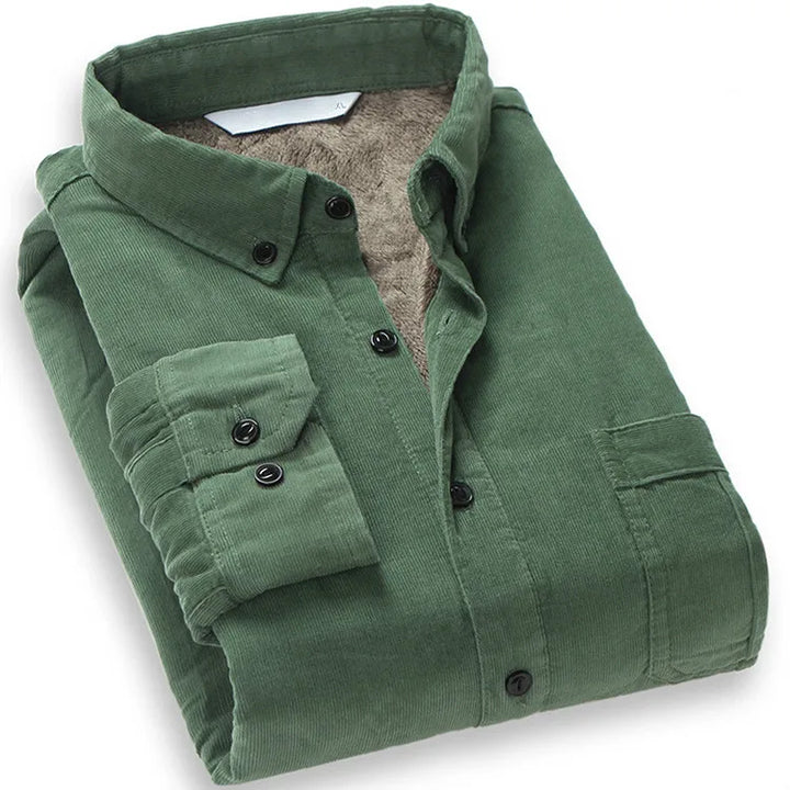 Thick Fleece-Lined Cotton Corduroy Winter Shirt
