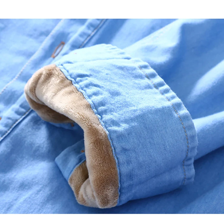 Fleece-Lined Slim Fit Cowboy Denim Jacket
