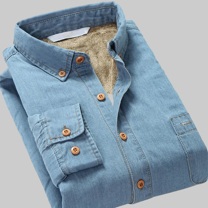 Fleece-Lined Slim Fit Cowboy Denim Jacket