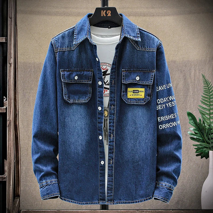 Slim Fit Long Sleeve Cowboy Style Cotton Denim Shirt