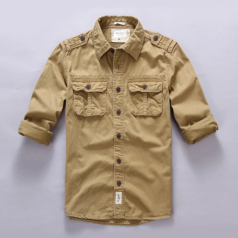 Casual Camouflage Long Sleeve Cargo Shirt