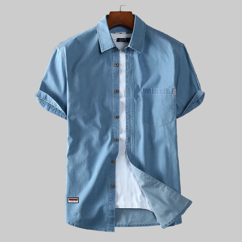 High Quality Cotton Short Sleeve Denim Shirt