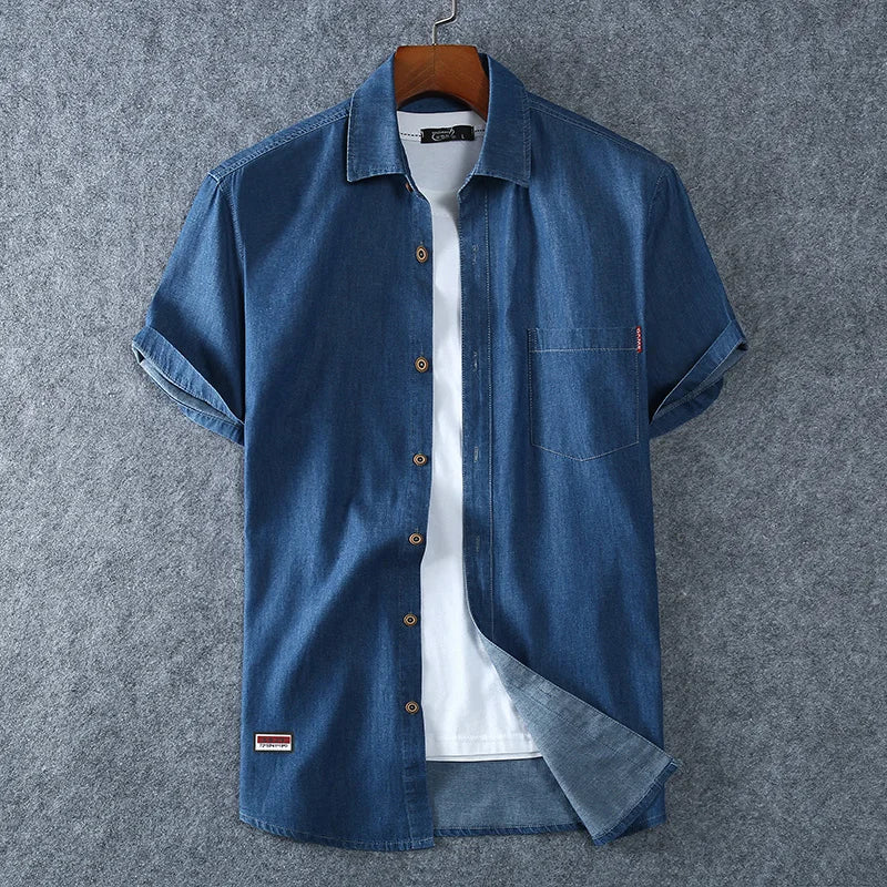 High Quality Cotton Short Sleeve Denim Shirt