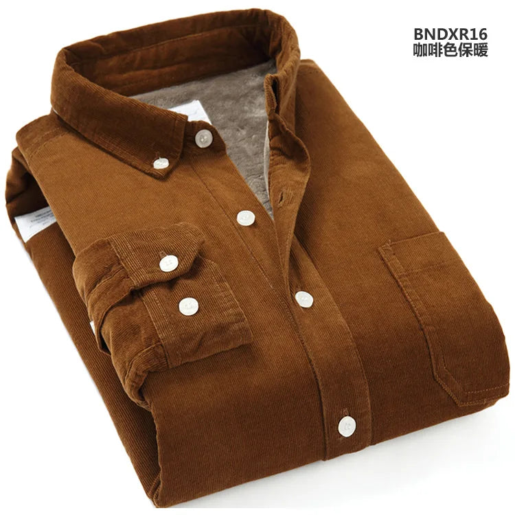 Thick Fleece-Lined Cotton Corduroy Winter Shirt