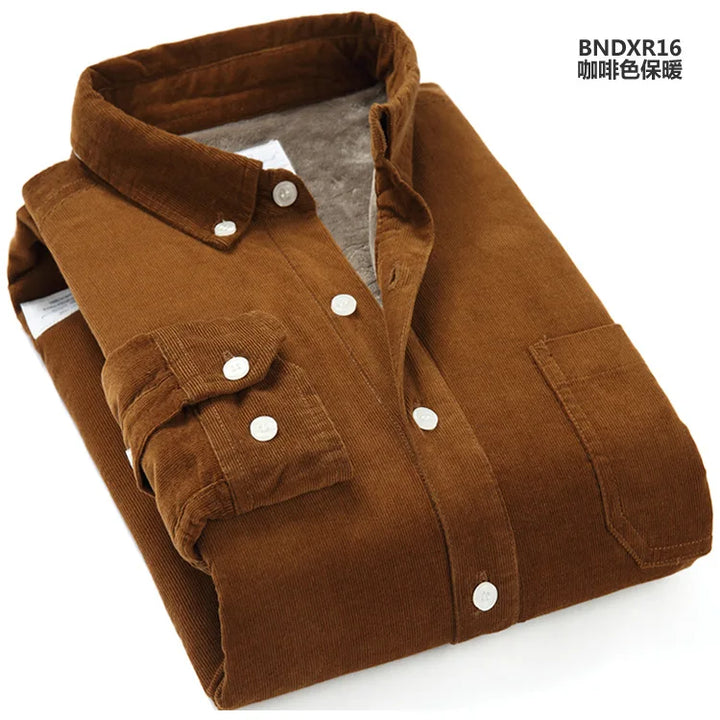 Thick Fleece-Lined Cotton Corduroy Winter Shirt