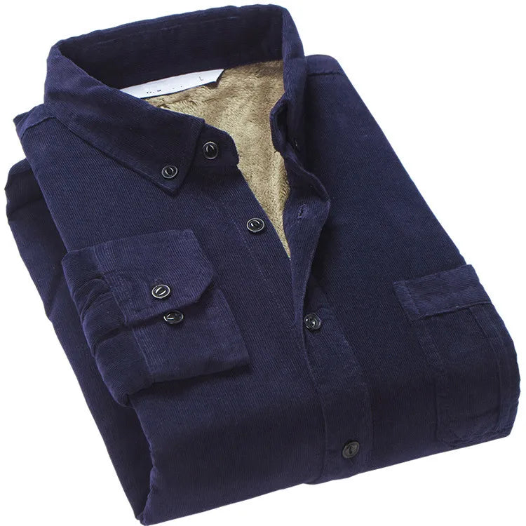 Thick Fleece-Lined Cotton Corduroy Winter Shirt