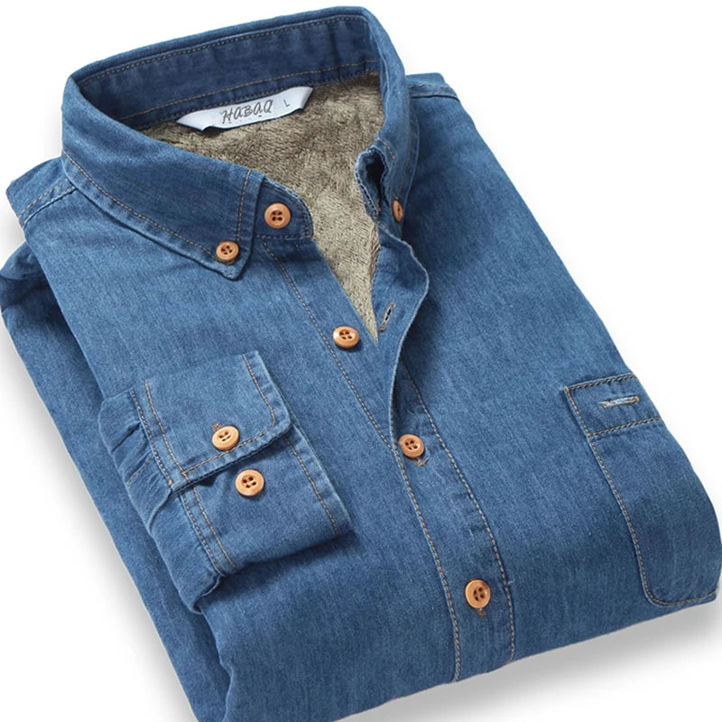 Fleece-Lined Slim Fit Cowboy Denim Jacket